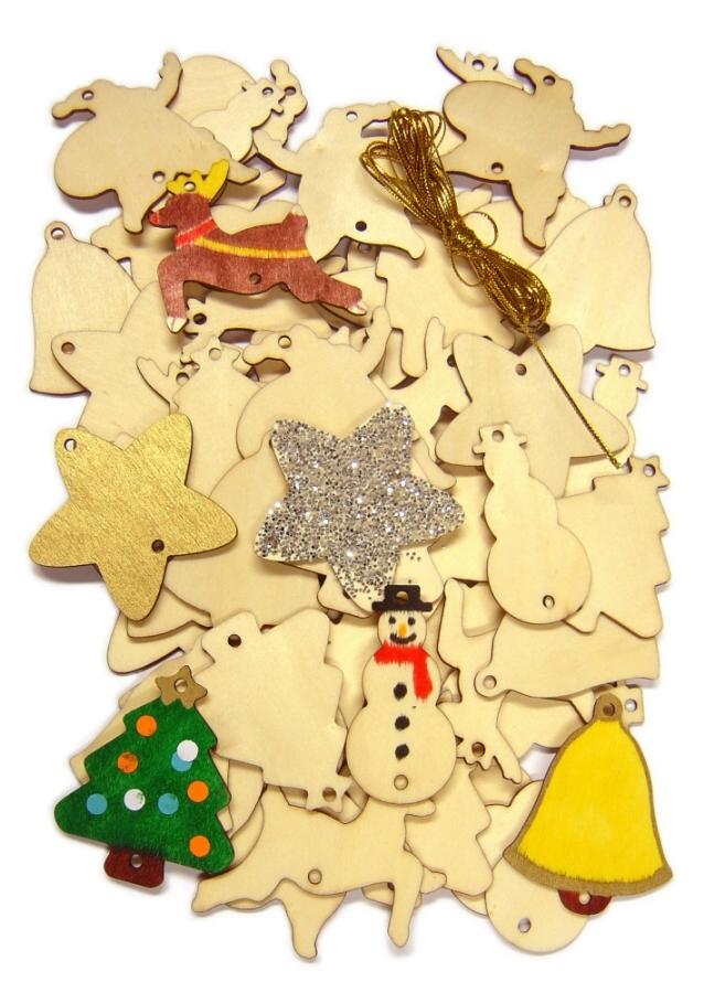 Wooden Christmas Decorations Pack of 54  Turners Art Supplies